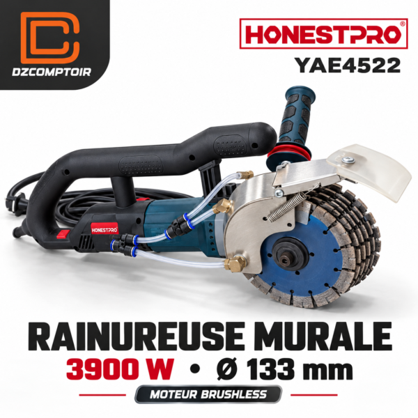 Rainureuse murale HONESTPRO YAE4522 — Brushless, 3900 W, Ø 133 mm