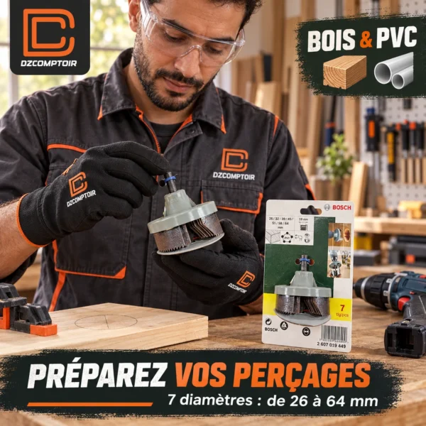 Jeu de 7 scies-cloches — Bois & PVC — Ø 26 à 64 mm