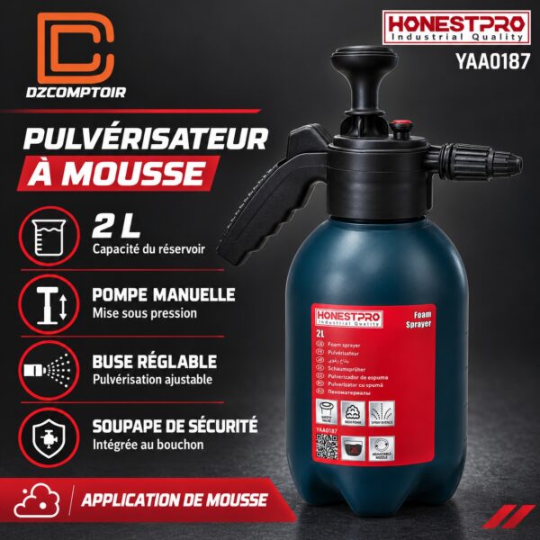 Pulvérisateur à mousse manuel HONESTPRO YAA0187 — 2 L