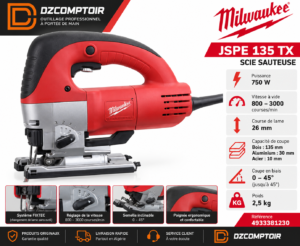 Scie sauteuse Milwaukee JSPE 135 TX 750 W – caractéristiques et capacités de coupe