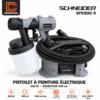 Pistolet à peinture électrique SCHNEIDER SPE600-9 600 W avec base et réservoir de 900 ml