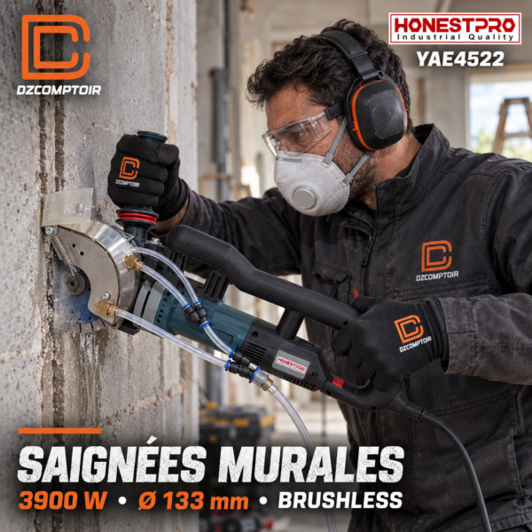 Rainureuse murale HONESTPRO YAE4522 — Brushless, 3900 W, Ø 133 mm