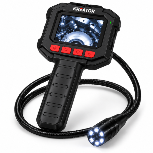 Caméra d’inspection KREATOR KRT720001 avec écran LCD et tête LED 8 mm