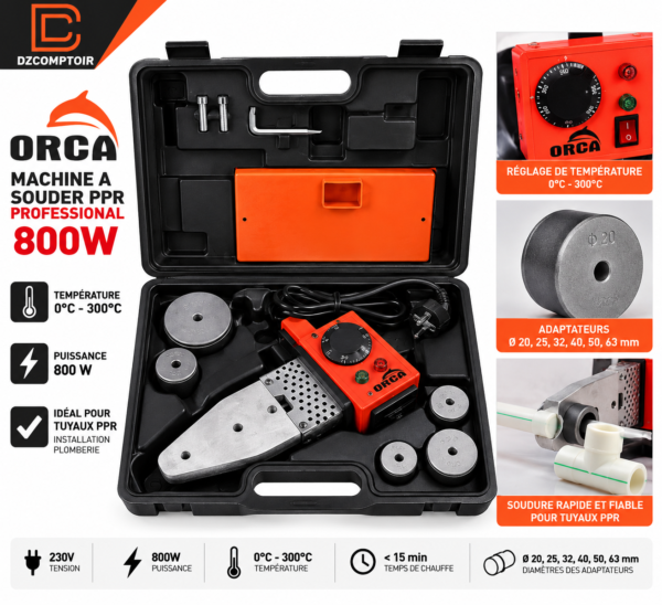 Coffret complet ORCA PPR800 800 W avec matrices de 20 à 63 mm