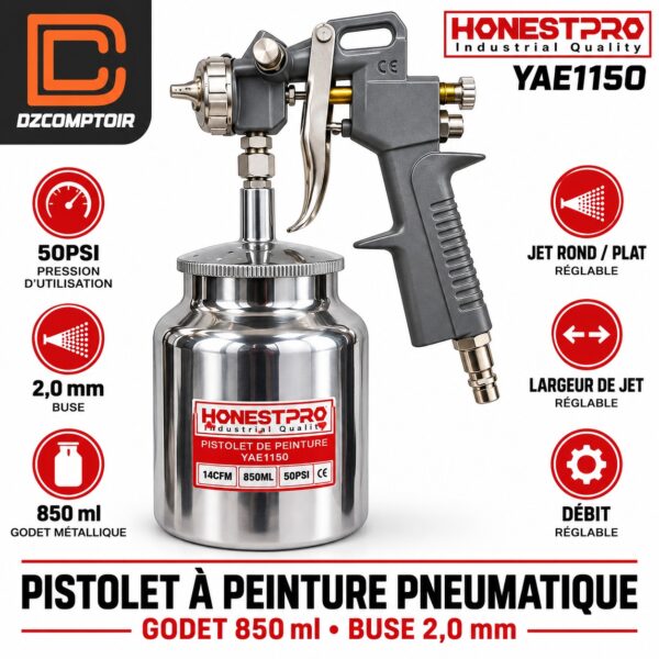 Pistolet à peinture pneumatique HonestPro YAE1150