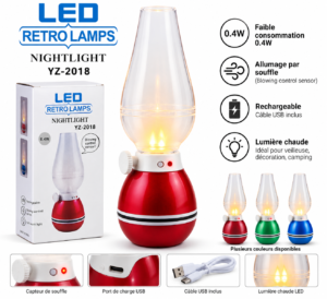 Veilleuse LED rechargeable Retro Lamps YZ-2018 0,4 W à capteur de souffle