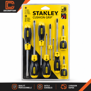Jeu de 8 tournevis STANLEY Cushion Grip 0-65-011, plats et Phillips