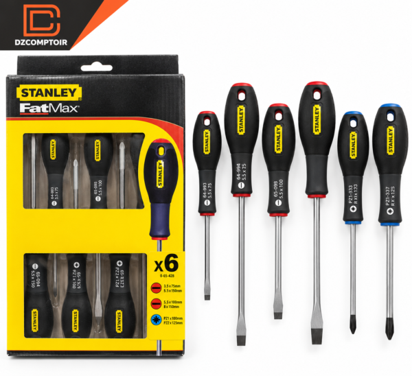 Jeu de 6 tournevis STANLEY FatMax 0-65-428, plats et Pozidriv